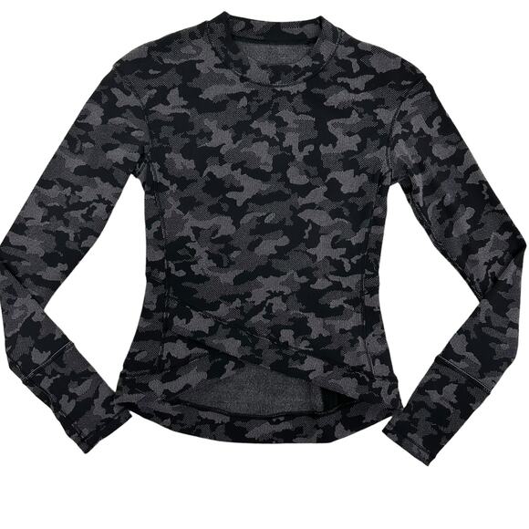 Lululemon Camo Sweatshirt Size 4  Close to Crossing Jacquard Black RULU - Picture 3 of 14